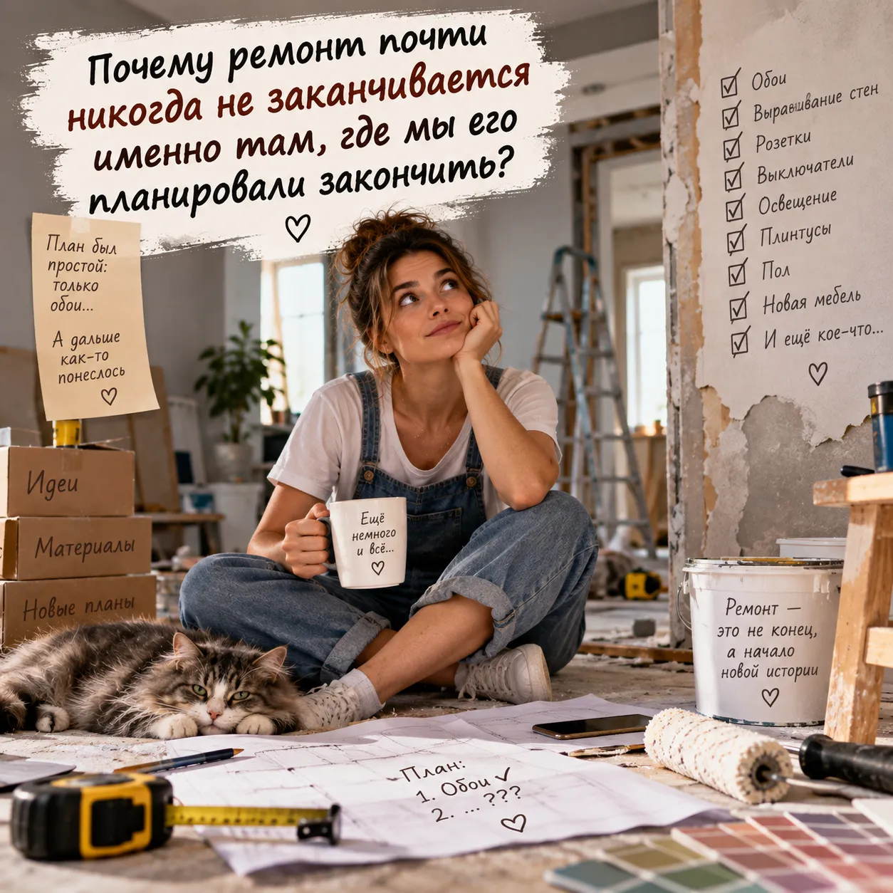Начинали просто с обоев, а в итоге добрались до стен, розеток, выключателей, пола и новой мебели. Ремонт умеет превращать одну маленькую задачу в целый проект