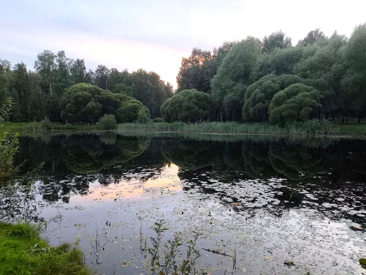 Вечер на озере в середине августа.
