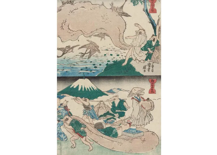 Тануки работы Утагавы Куниёси, 1843 г., Музей изящных искусств, Бостон