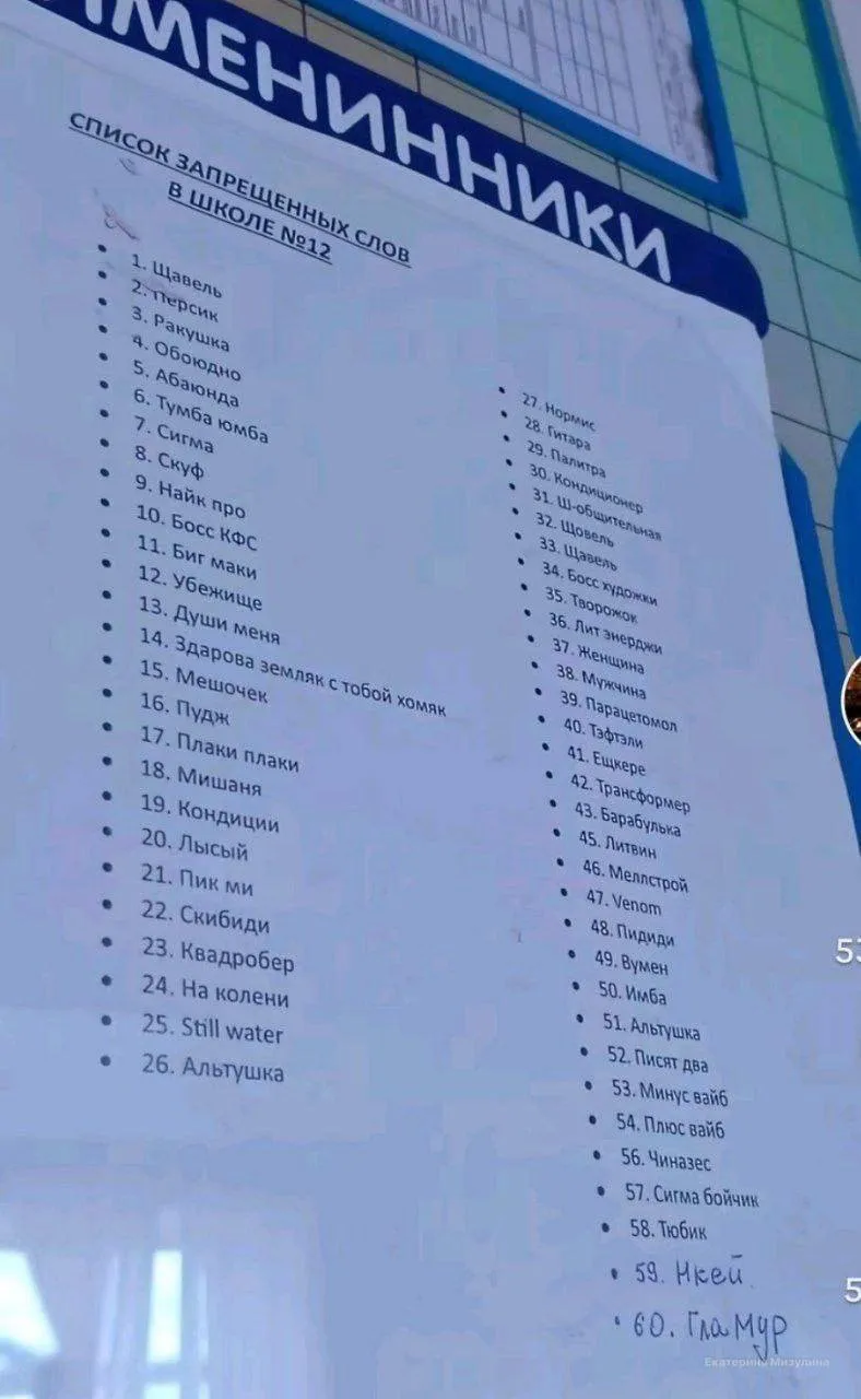 В школах появляются списки запрещенных слов  #3