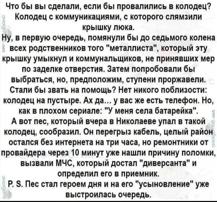 Что надо делать, если провалился в колодец  #2