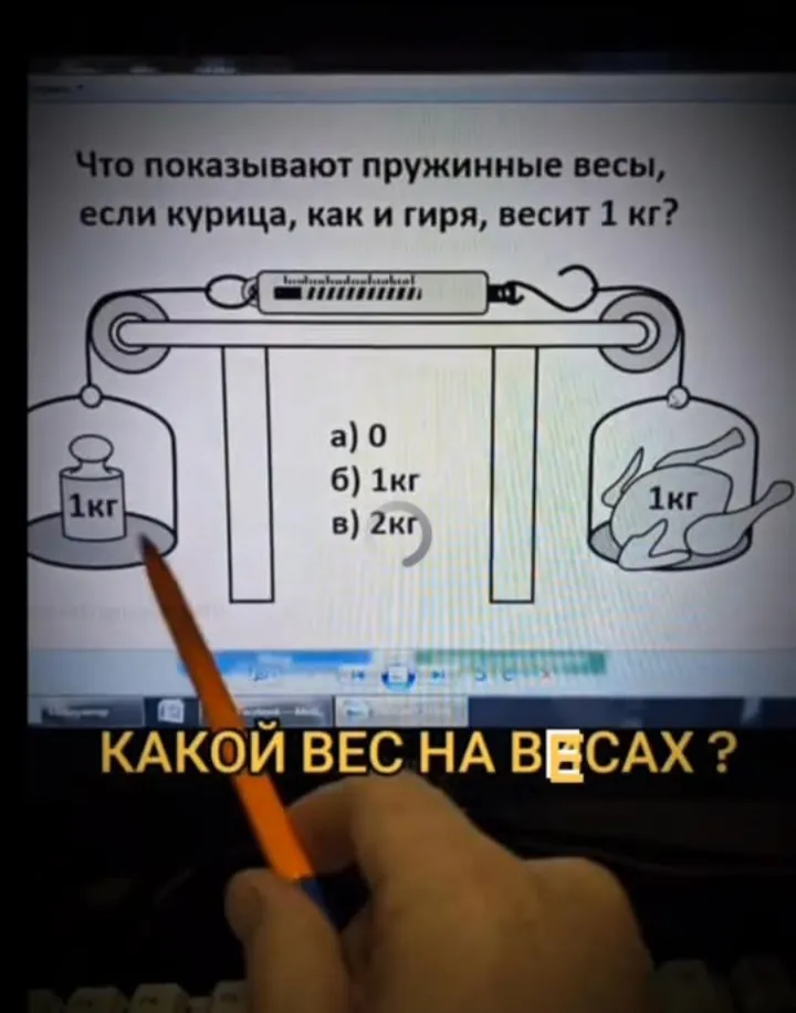 Сколько показывают пружинные весы? #2