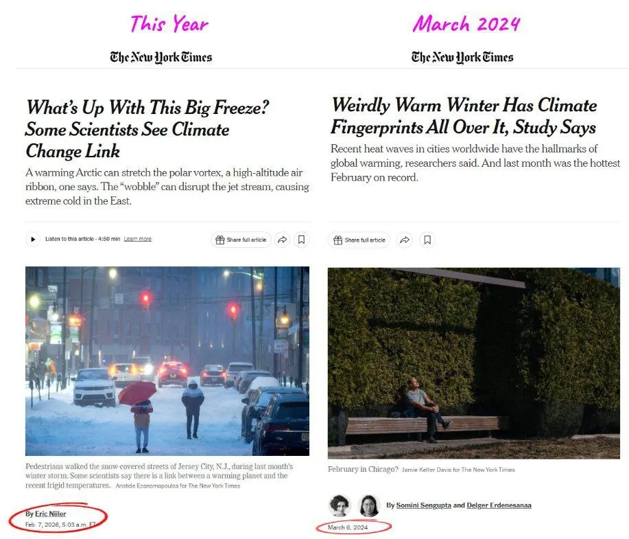 Противоречивые сообщения NYT о зиме и выгода от климатических налогов #2