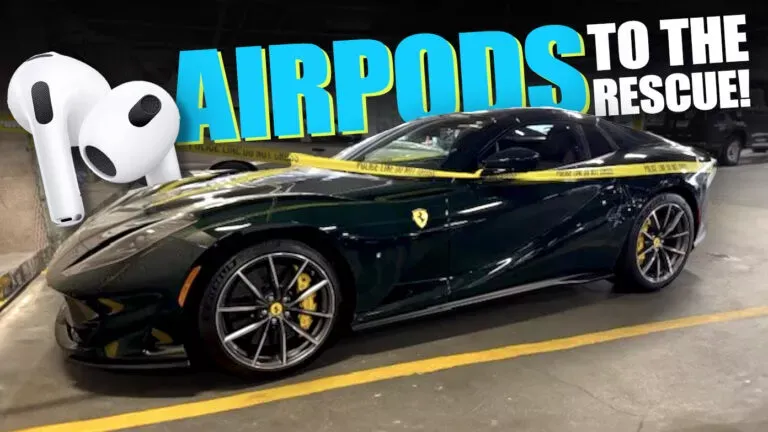 Владелец автомобиля оставил свои AirPods внутри Ferrari, когда его угнали 16 сентября. Используя функцию Find My от Apple, удалось быстро найти украденные наушники, а также экзотическое купе, в котором они находились.  Это позволило оперативной группе по борьбе с угонами автомобилей Уотербери обнаружить машину на заправке и остановить ее. Департамент сообщил, что водитель автомобиля, 22-летний Дион Шонттен, попытался скрыться, но был задержан через 10 дней, при этом он забыл в машине свой iPhone.  Шонттен был арестован вместе с 19-летним Кеоном Вебстером, которому тоже было предъявлено обвинение в краже транспортного средства.
