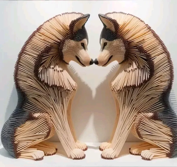 Хаски из  каминных спичек. 