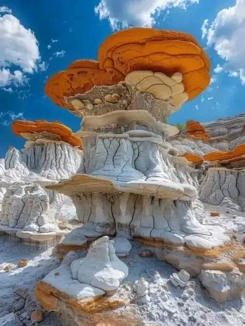 Каменные грибы в пустыне Бисти, Нью-Мексико. 🪨🍄🍄🍄 #1