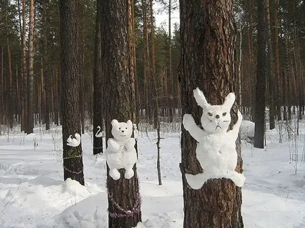 Снежный зверинец в бору #1
