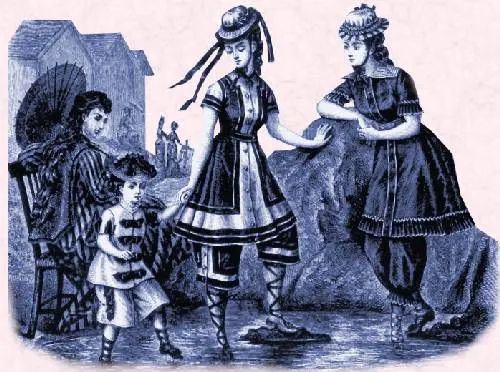 Дамы на пляже. Англия, 1870-е годы