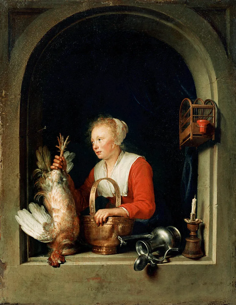 Герард Дау. Голландская домохозяйка, 1650 г.