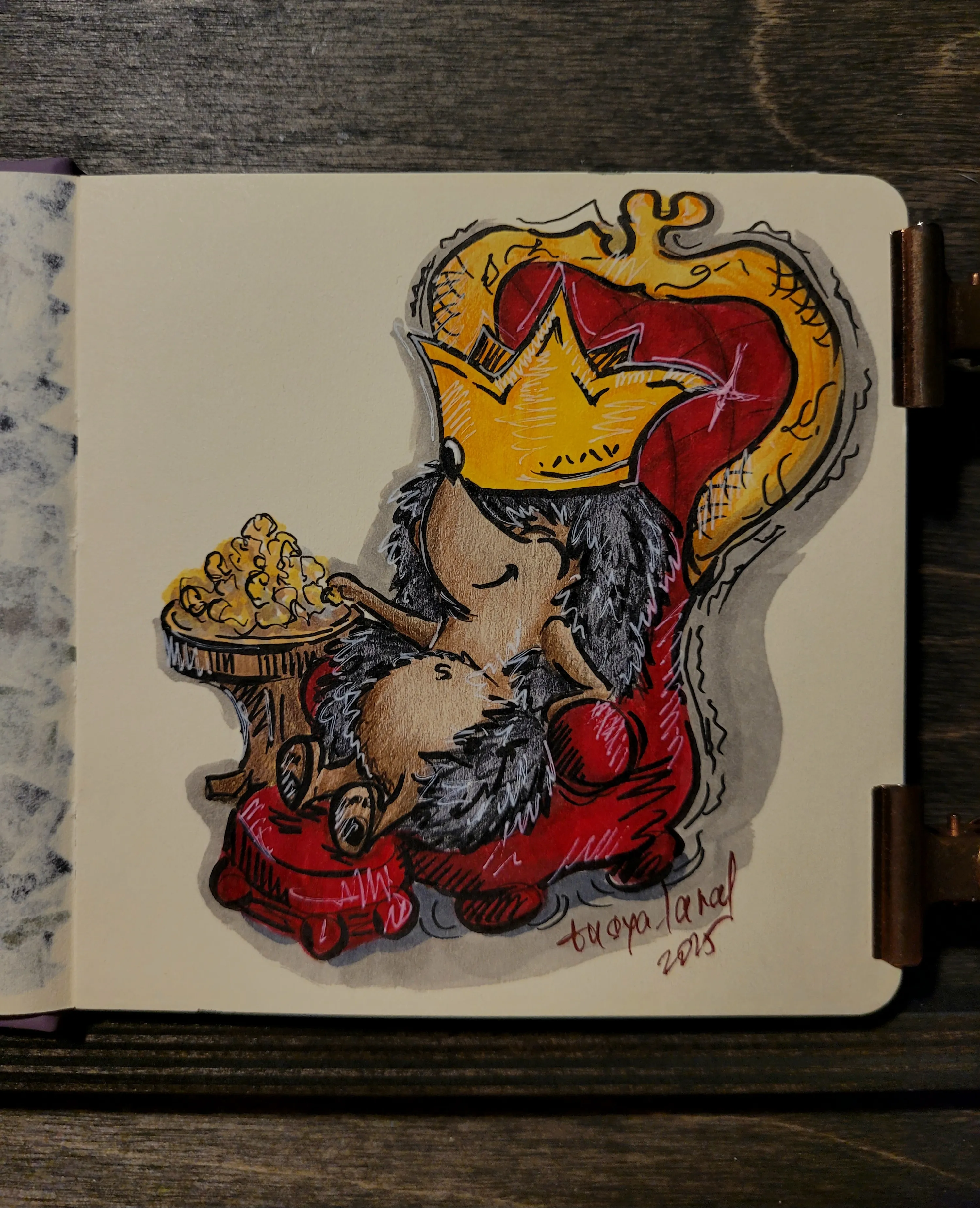 День 3: Crown/ Корона   Порой сон быстро сменяет декорации.., сейчас тебя пытается съесть паук, а в следующем мгновении - ты уже ежовый король 👑  
