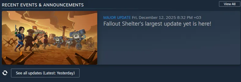 PC-версия Fallout Shelter соизволила обновиться. И это не security patch (он был две недели тому) #1